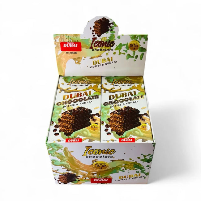 Coffee & Kunafa Chocolate Box by Iconic Chocolate | Pack of 12 - 200g Bars Main Image