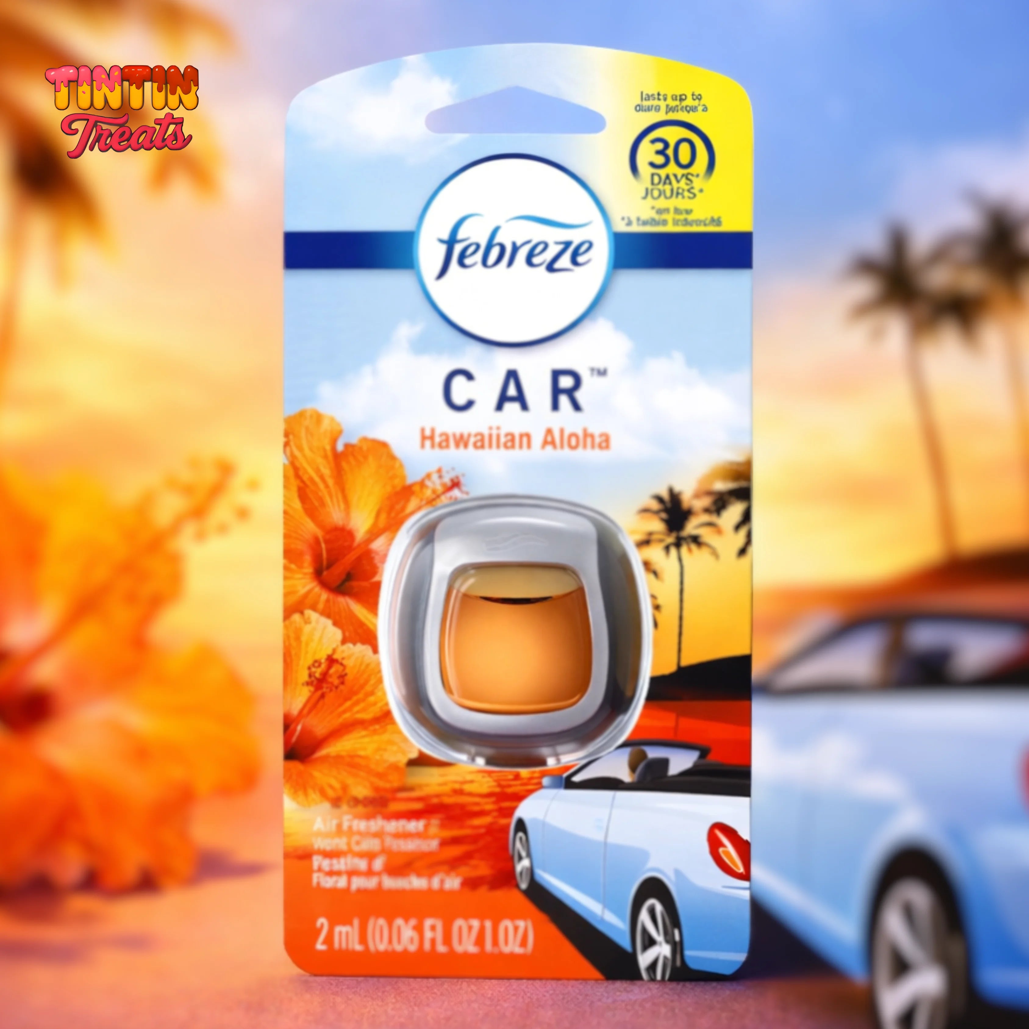 Febreze Car Air Freshener – Hawaiian Aloha (0.06 oz Vent Clip) | Single Unit | 8 per Case