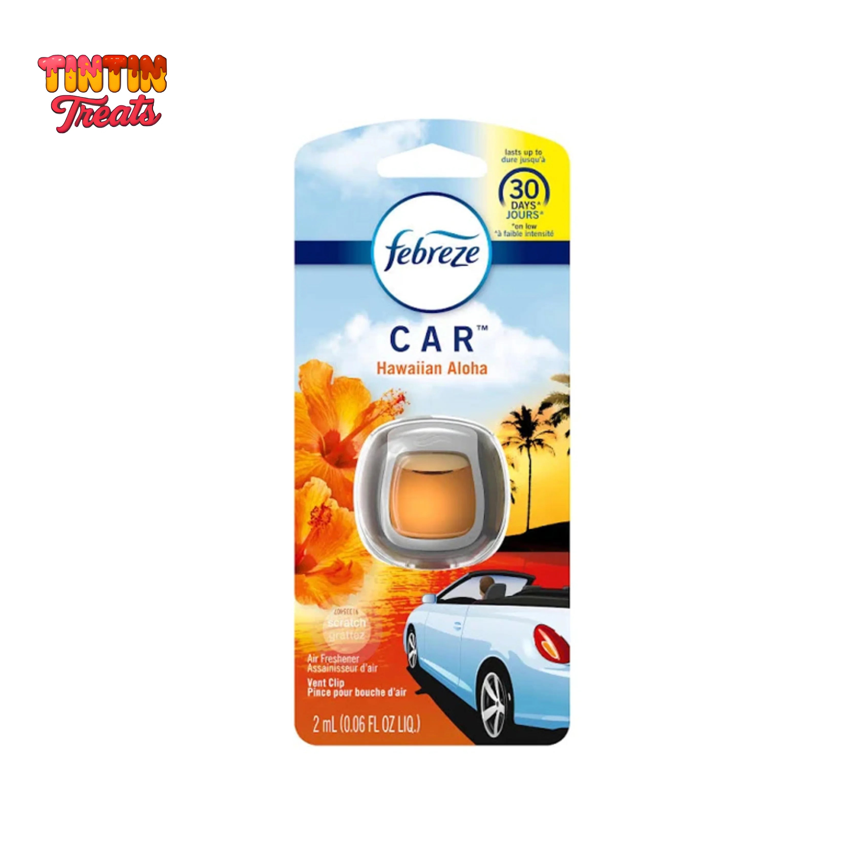 Febreze Car Air Freshener – Hawaiian Aloha (0.06 oz Vent Clip) | Single Unit | 8 per Case