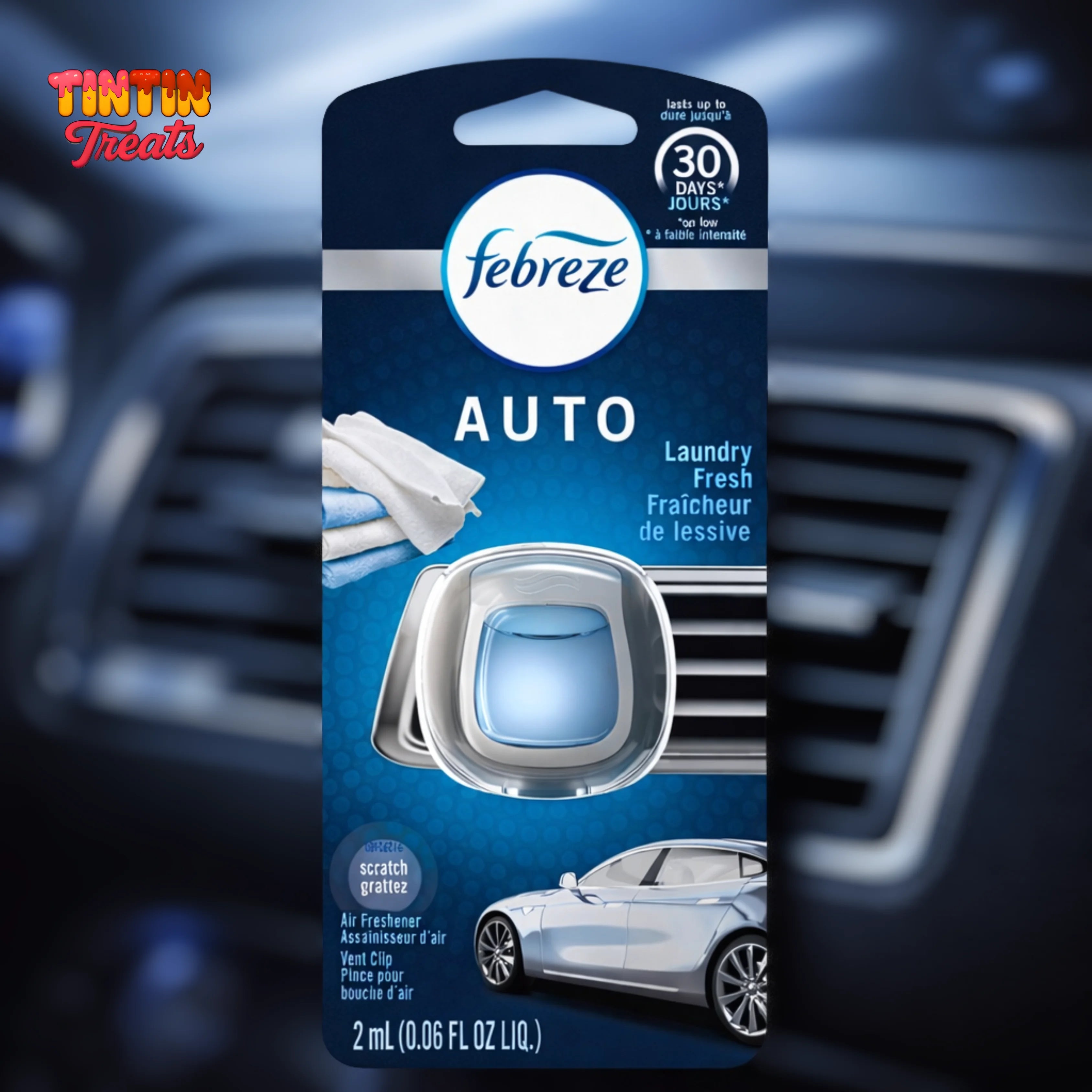 Febreze Car Air Freshener – Laundry Fresh (0.06 oz Vent Clip) | Single Unit | 8 per Case