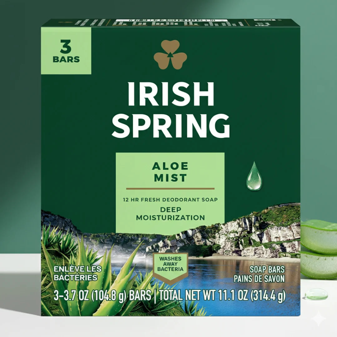 Irish Spring Bar Soap Aloe Vera | 3.7 oz Bars – 3 Pack