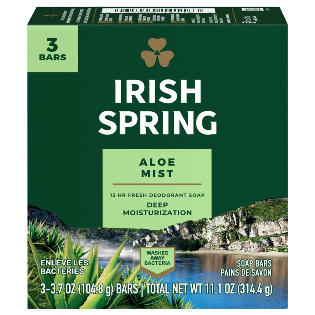 Irish Spring Bar Soap Aloe Vera | 3.7 oz Bars – 3 Pack