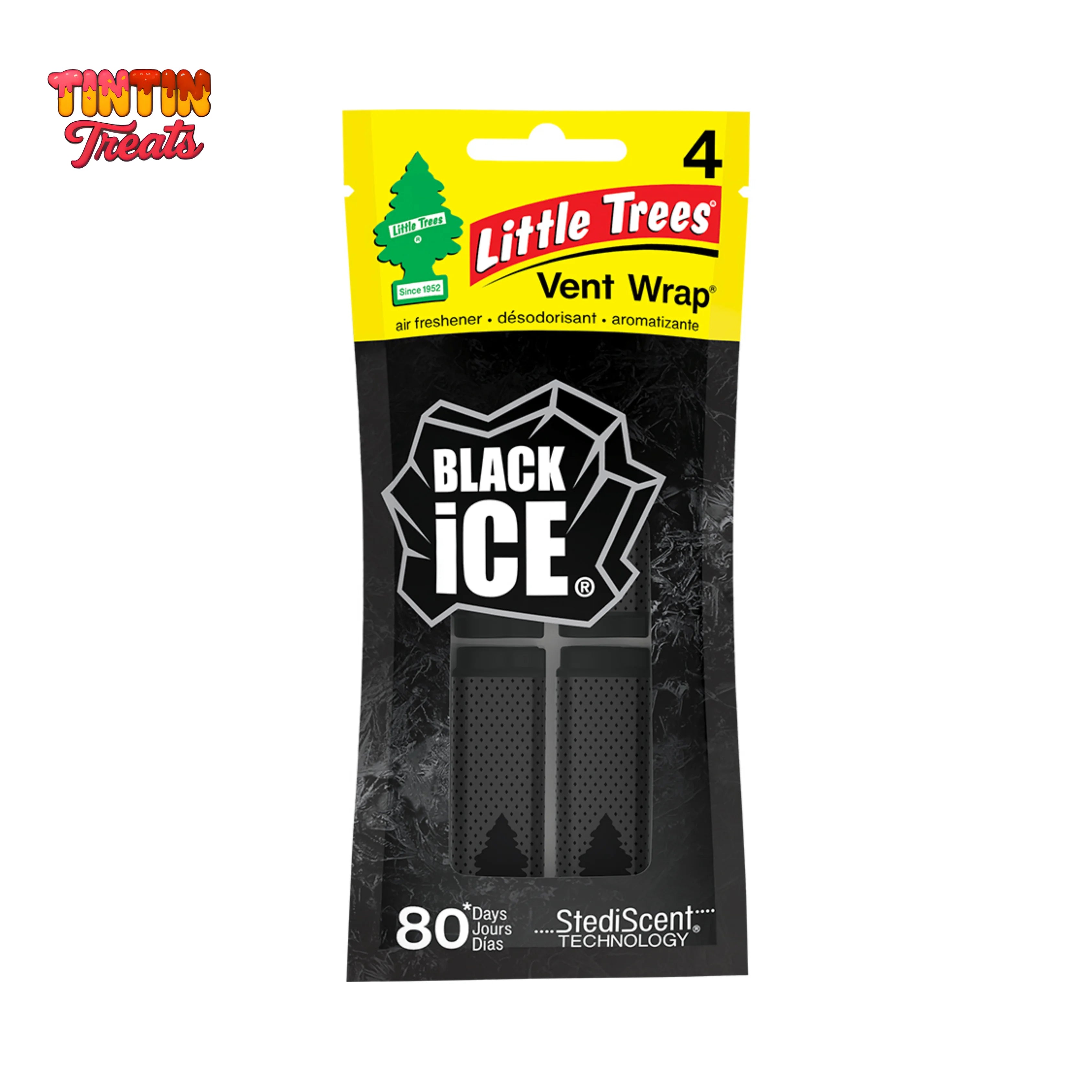 Little Trees Car Air Freshener Vent Wrap – Black Ice | 4 Ct | 4 per Inner | 24 per Case