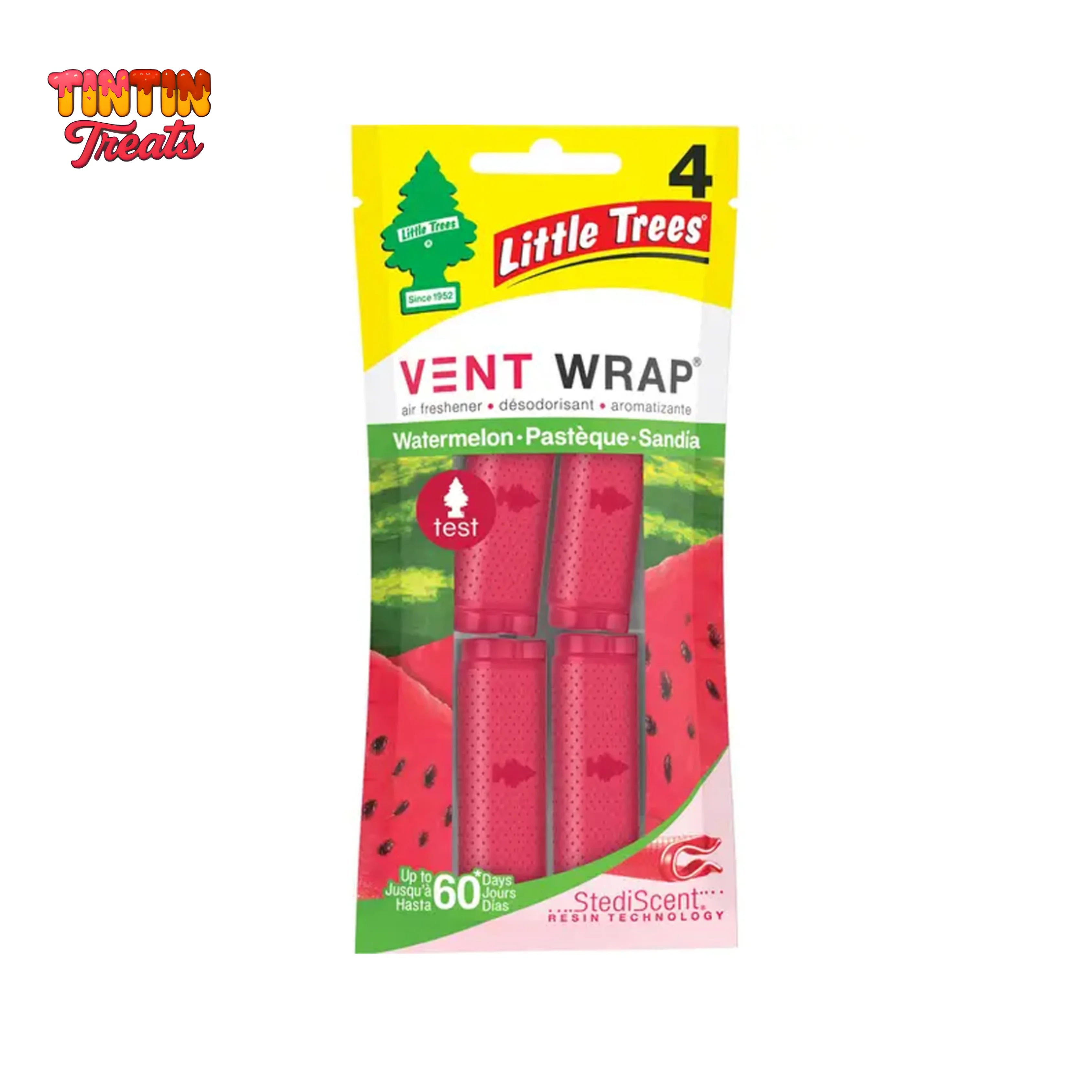 Little Trees Car Air Freshener Vent Wrap – Watermelon | 4 Ct | 4 per Inner | 24 per Case