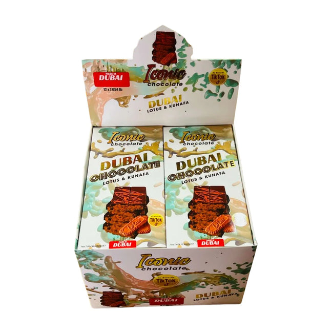 Lotus & Kunafa Chocolate Box by Iconic Chocolate | Pack of 12 - 200g Bars Main Image