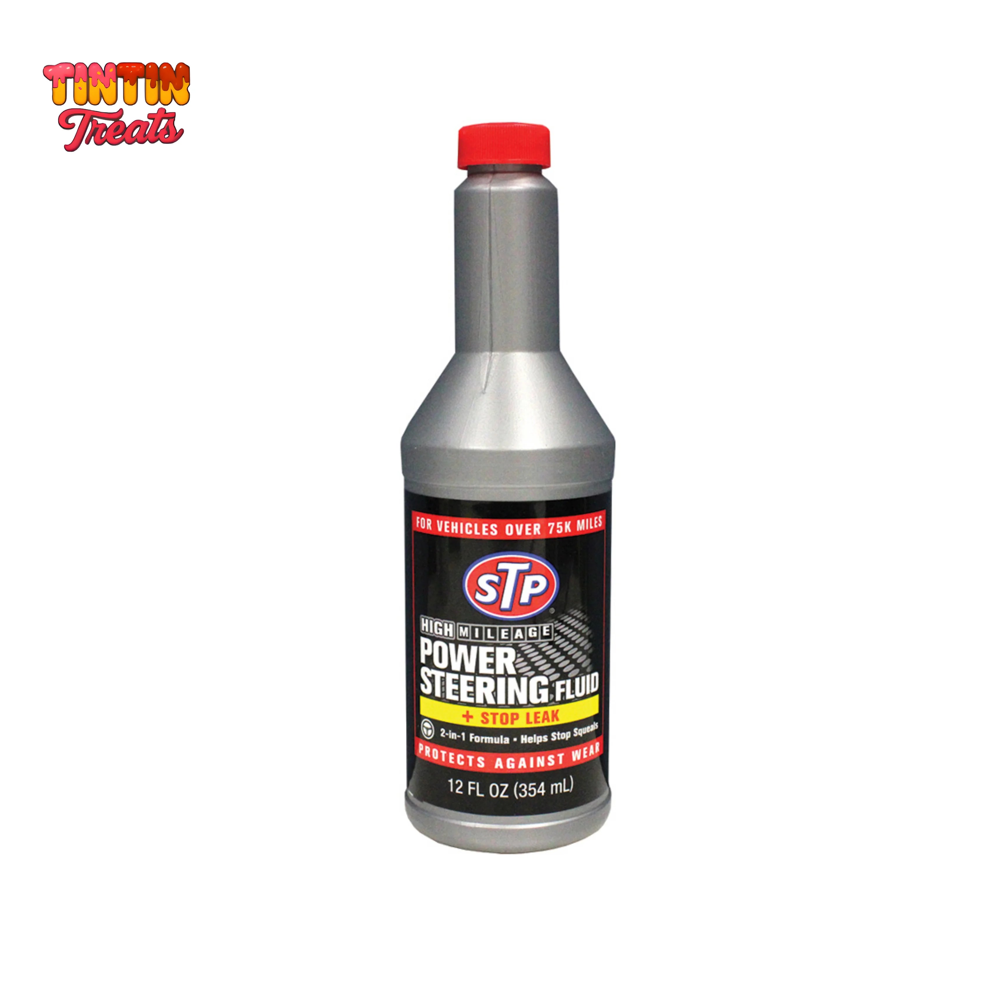 STP Additives 12 oz – High Mileage Power Steering Fluid + Stop Leak | Single Unit | 6 per Case