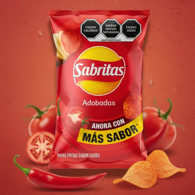 Sabritas Adobadas - Classic Mexican Spicy Adobo Chips| 105g Pack Hover Image