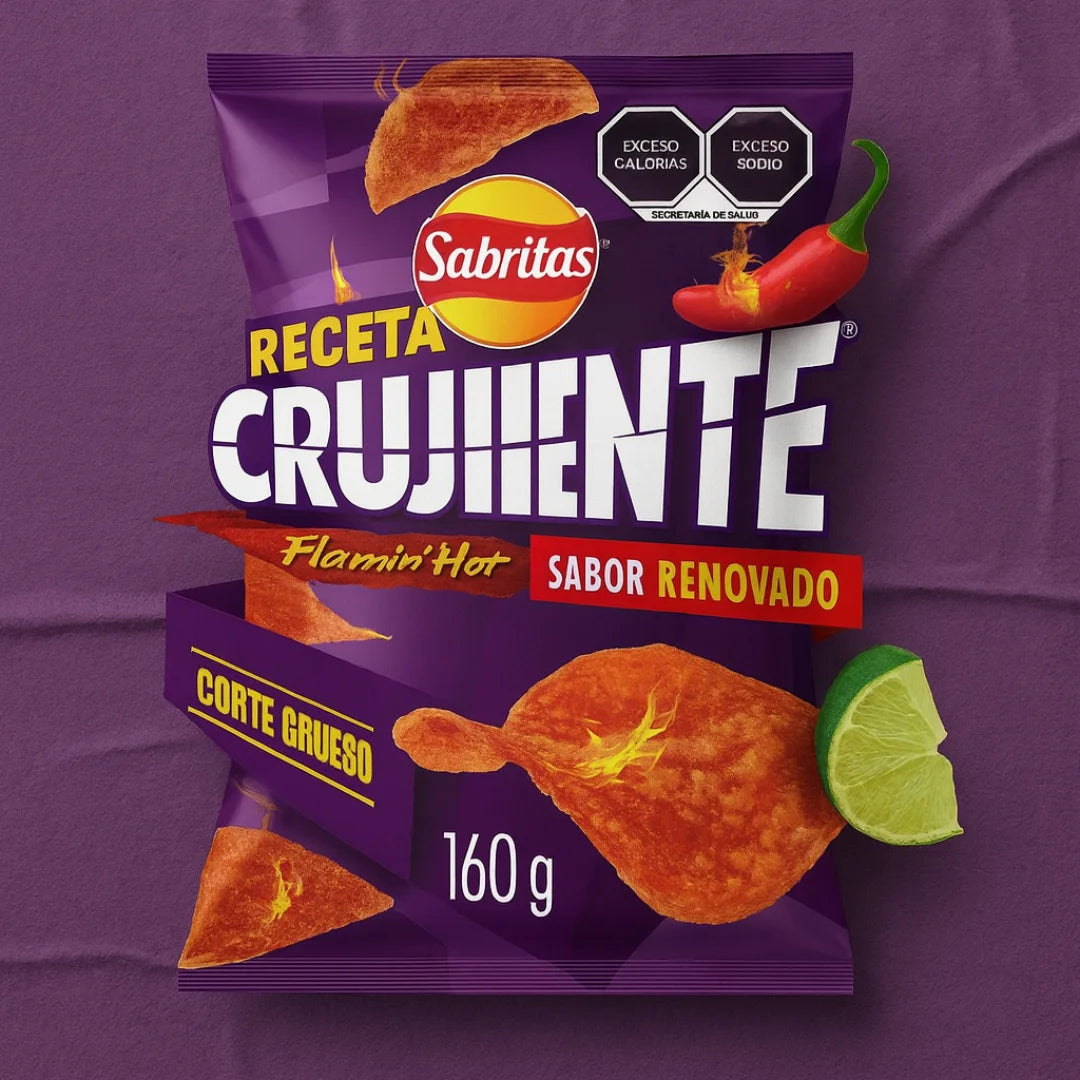 Sabritas Receta Crujiente Flamin’ Hot Mexican Spicy Crunch Chips | 160g