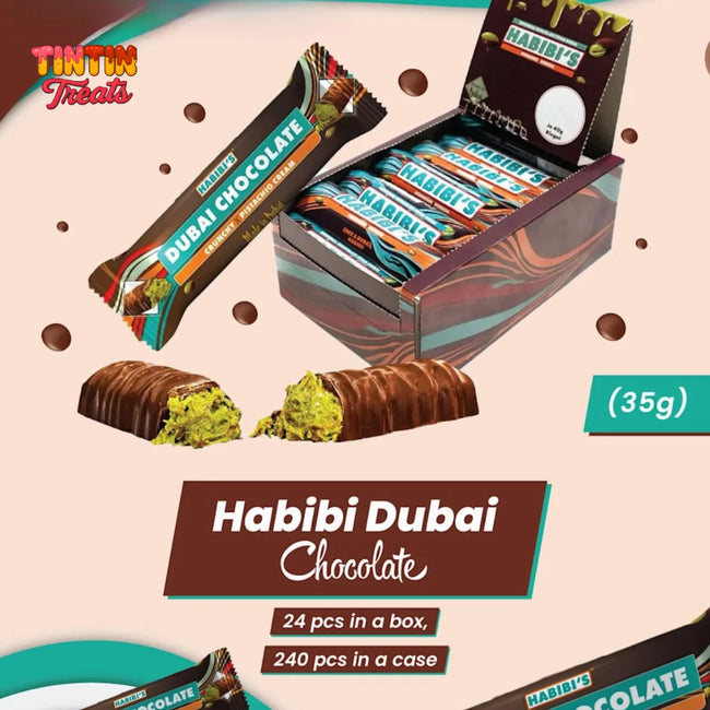 Habibi’s Dubai Chocolate Crunchy Pistachio Cream | 49g Single - Pack of 24 Bars - 240 Pieces per Case Main Image