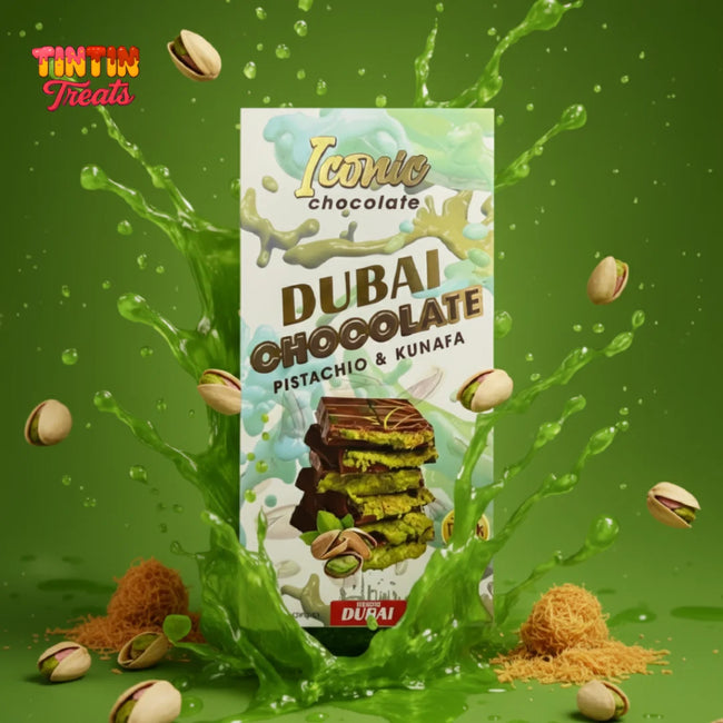 Tintin Treats Dubai Pistachio & Kunafa Chocolate | Single 200g Bar Hover Image