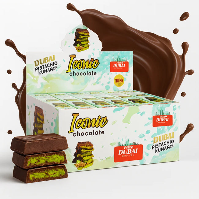 Tintin Treats Dubai Pistachio & Kunafa Chocolate Box | Pack of 24 - 50g Bars Main Image