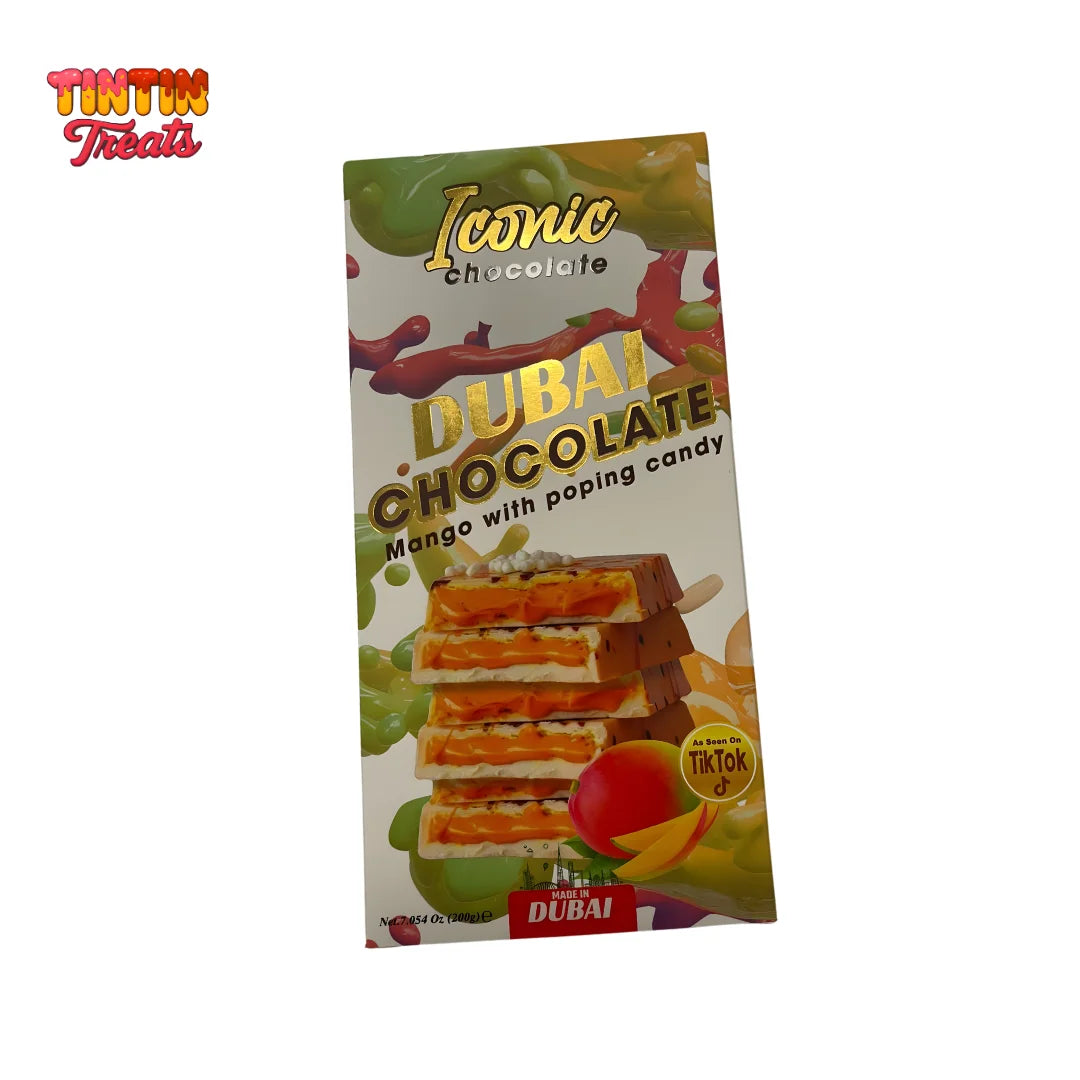 Tintin Treats Dubai Mango with Popping Candy Chocolate | Single 200g Bar