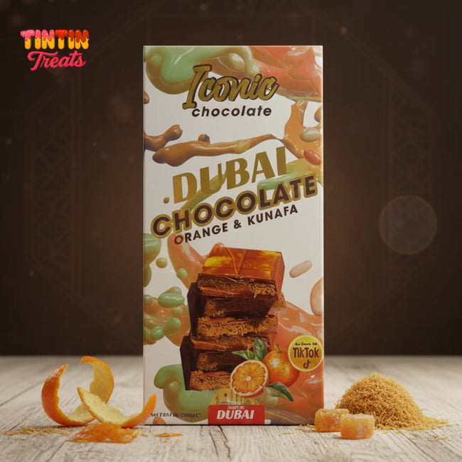 Tintin Treats Dubai Orange & Kunafa Chocolate | Single 200g Bar Main Image